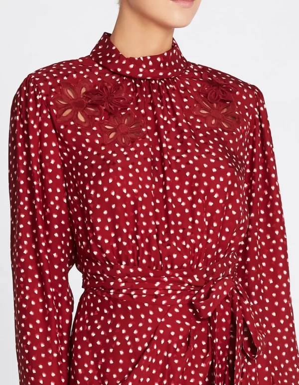 Blurry Heart Silk Embroidered Dress