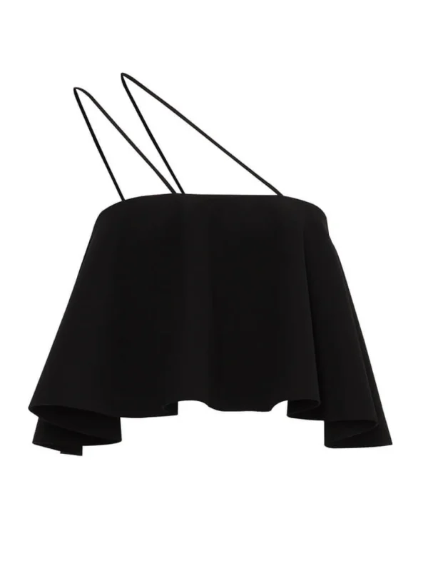 Crepe Rouleaux Flare Cropped Top