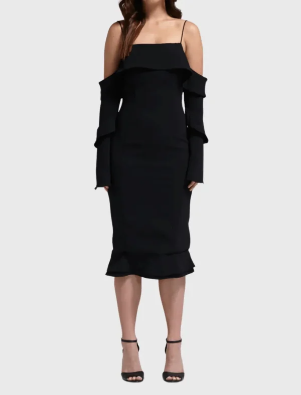 Crepe Spiral Sleeve Dress