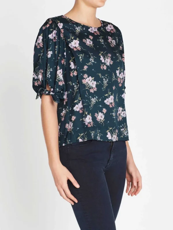 Emilia Print Silk Twill Tie Top