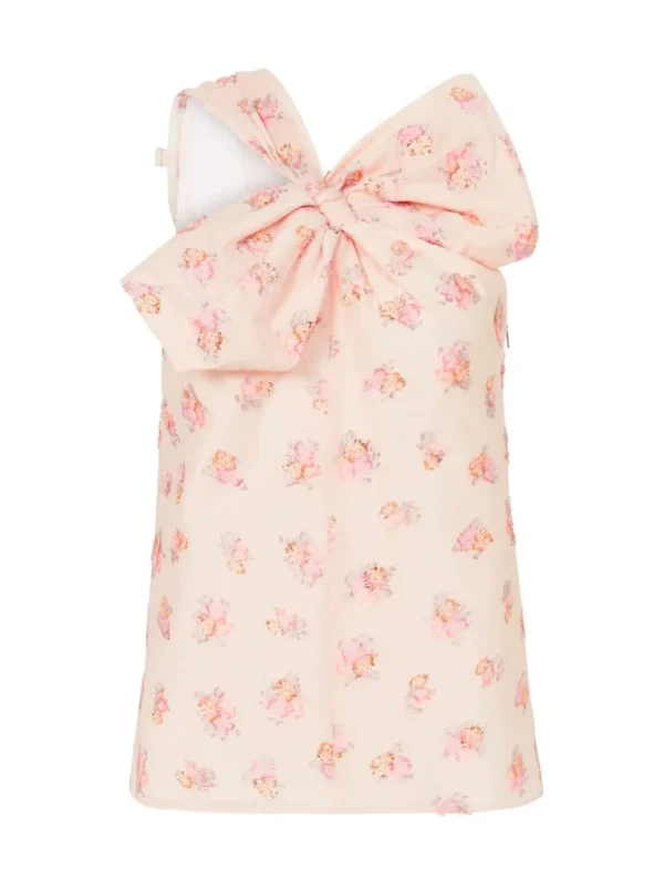 Floral Jacquard Bow Top