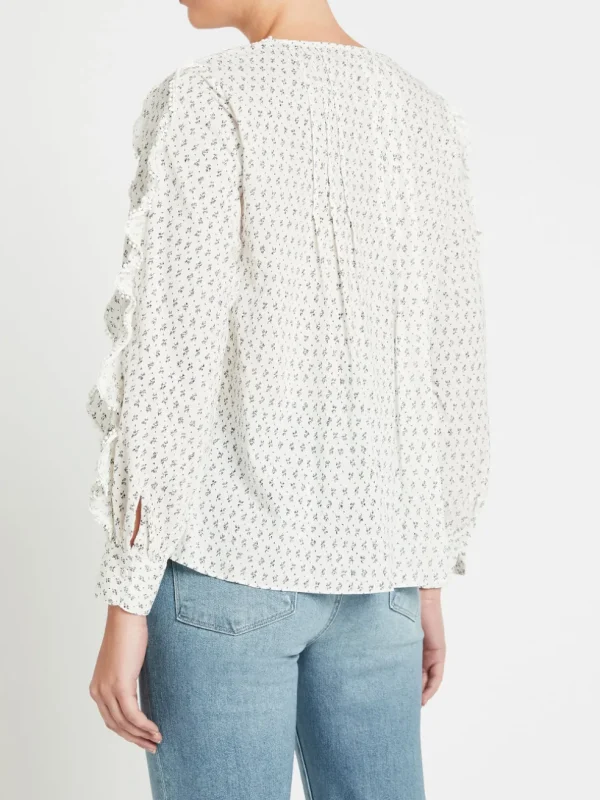 Ikat Leaf Ruffle Blouse