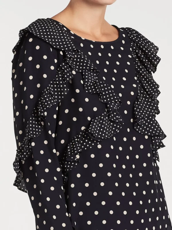 Long Sleeve Dot Ruffle Top