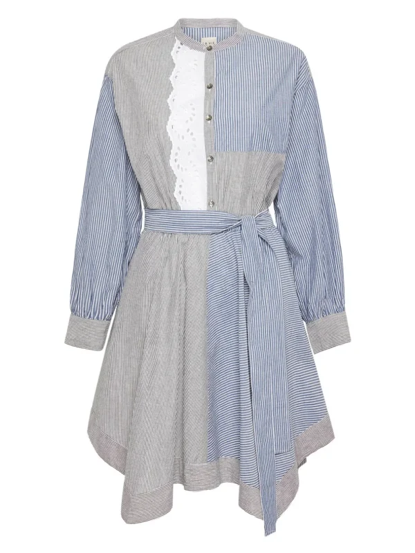 Mixed Stripe And Eyelet Dress