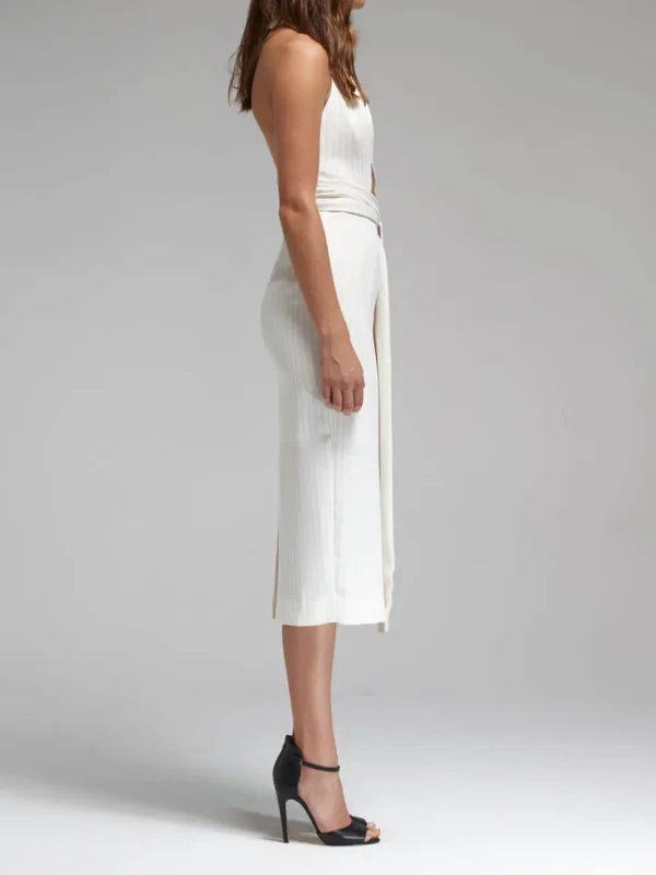 Pinstripe Belted Waist Dress