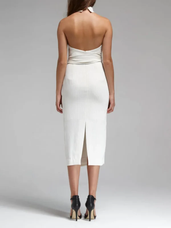 Pinstripe Belted Waist Dress