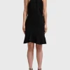 Ponti Asymmetric Ruffle Dress