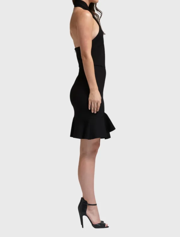 Ponti Asymmetric Ruffle Dress