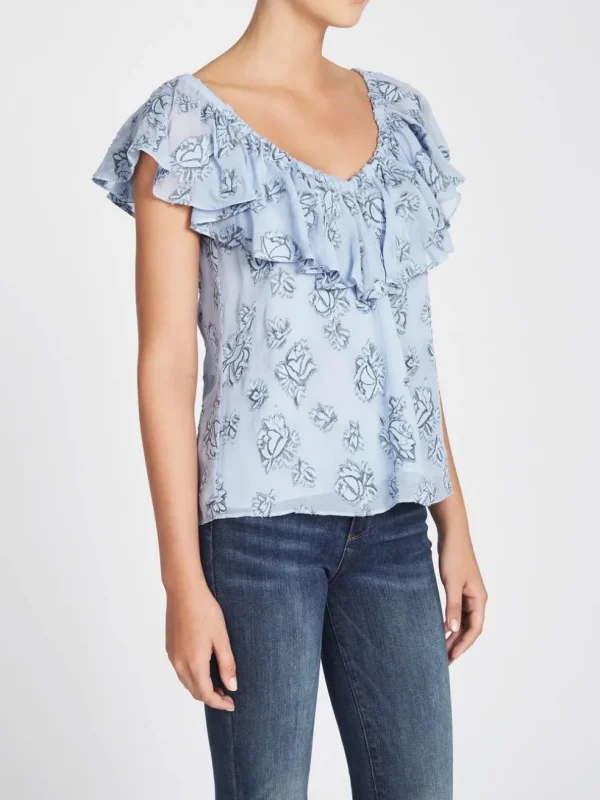 Short Sleeve Rose Metallic Clip Top