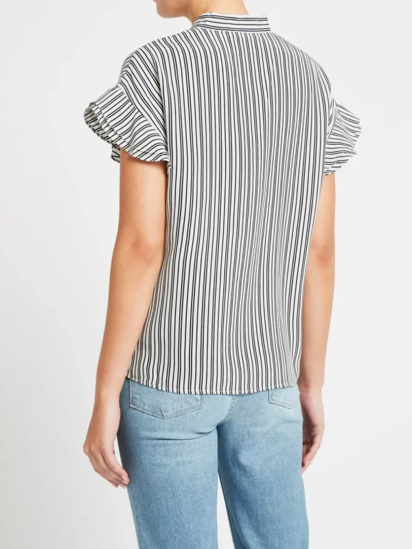 Silk Flounce Short Sleeve Blouse