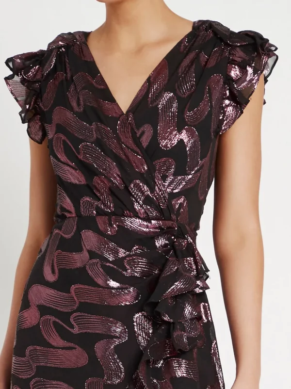 Sleeveless Ribbon Lurex Jacquard Dress
