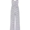 Stripe Lace Up Front Jumpsuit