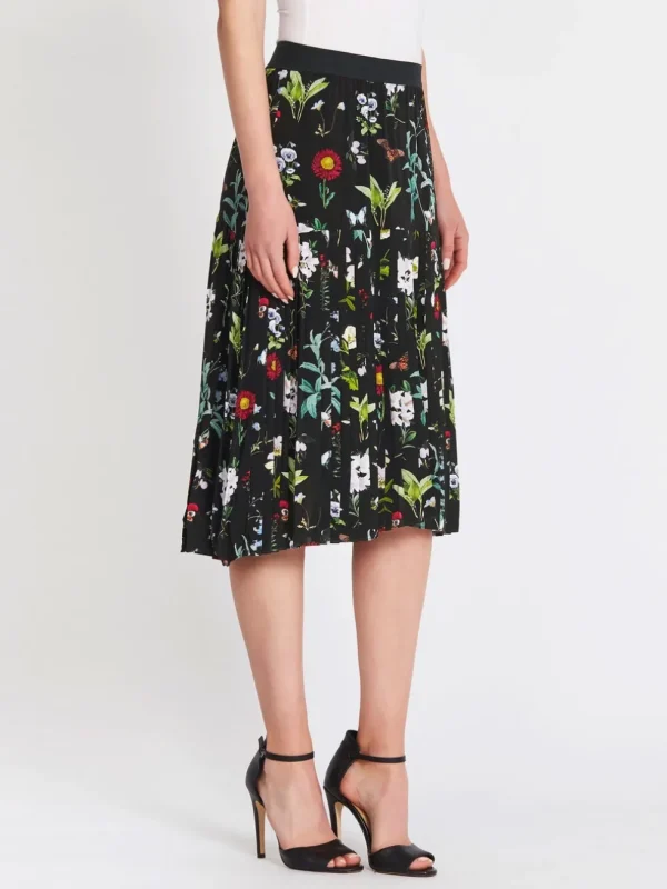 Talise Pleated Floral Midi Skirt